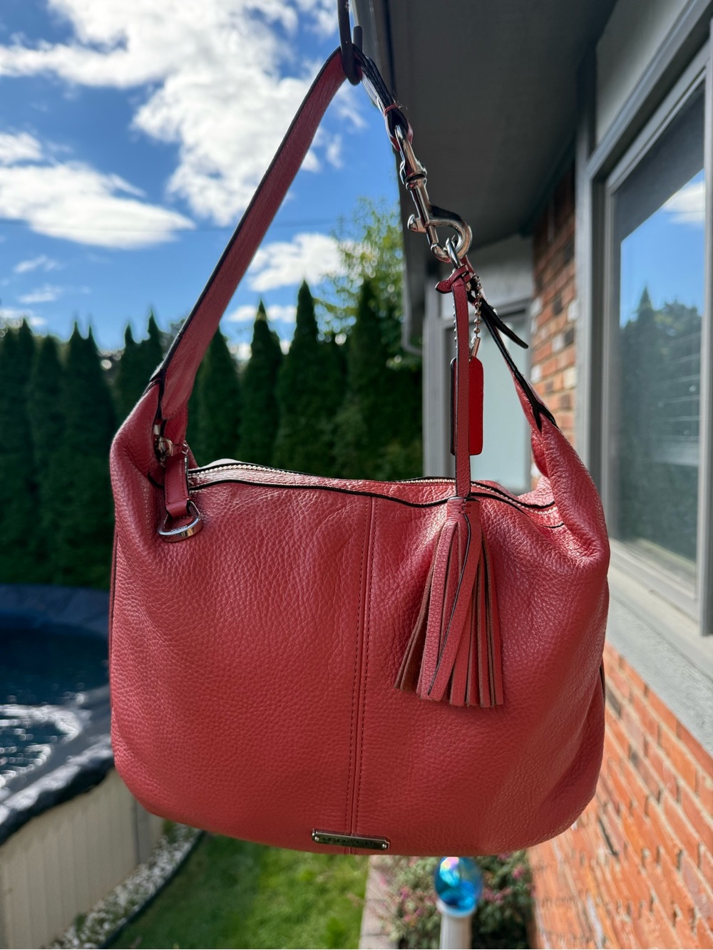 Coach Coral Pebbled Leather Avery Hobo Shoulder Bag #23960 with COA